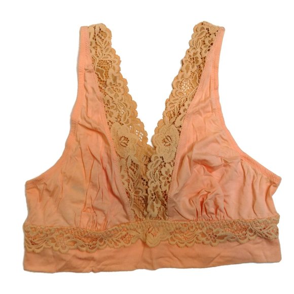 Free People Other - Free People Maddie Lace Trim Bralette Peach Size M Medium NWT New